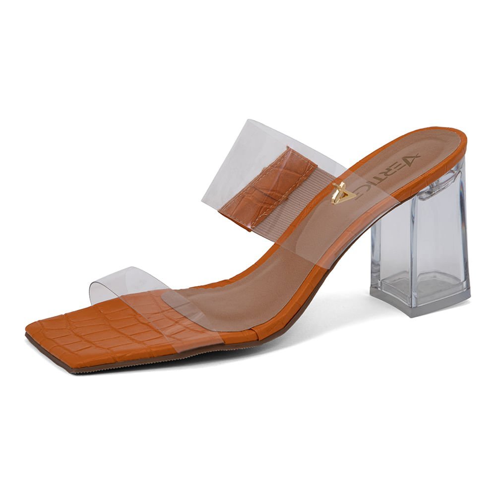 Tamanco Feminino Salto Quadrado Orange Orange 6