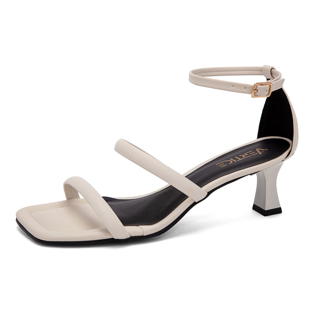 Sandália Soft Tiras Salto Baixo Offwhite Off White 6