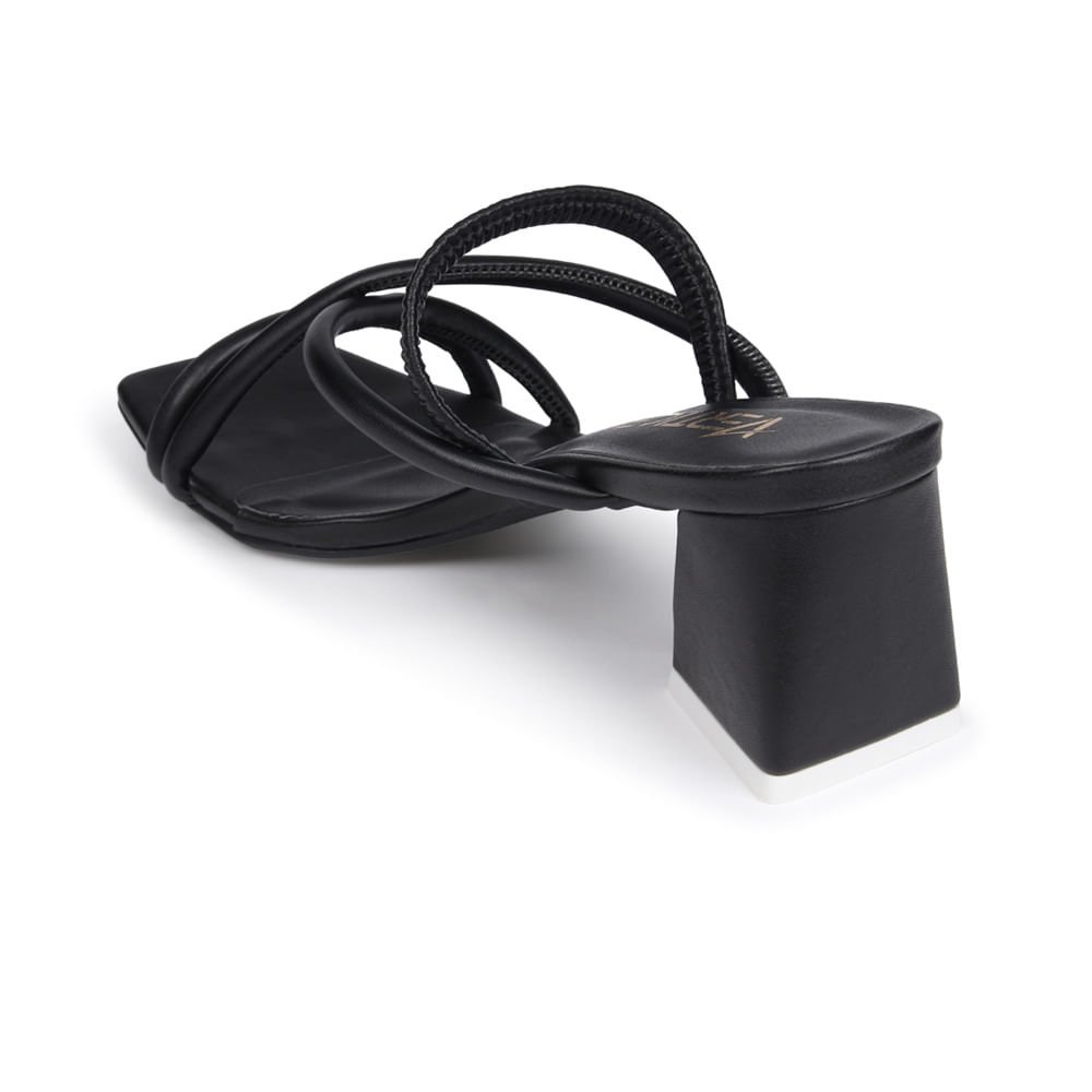 Tamanco  Geométrico  Alça Regulável  Preto Preto 5