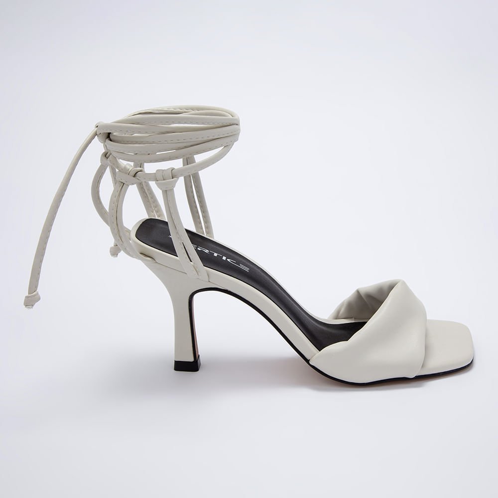 Sandália Feminina Salto Fino Amarração - Off White Off White 3