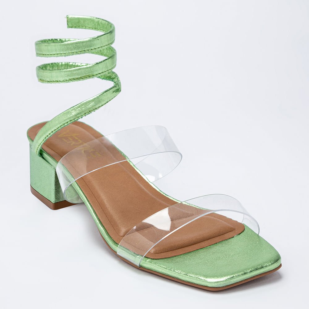 Sandália Feminina Tiras Enroladas Tornozelo Espiral - Verde Verde 1