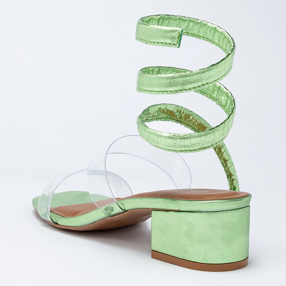 Sandália Feminina Tiras Enroladas Tornozelo Espiral - Verde Verde 2