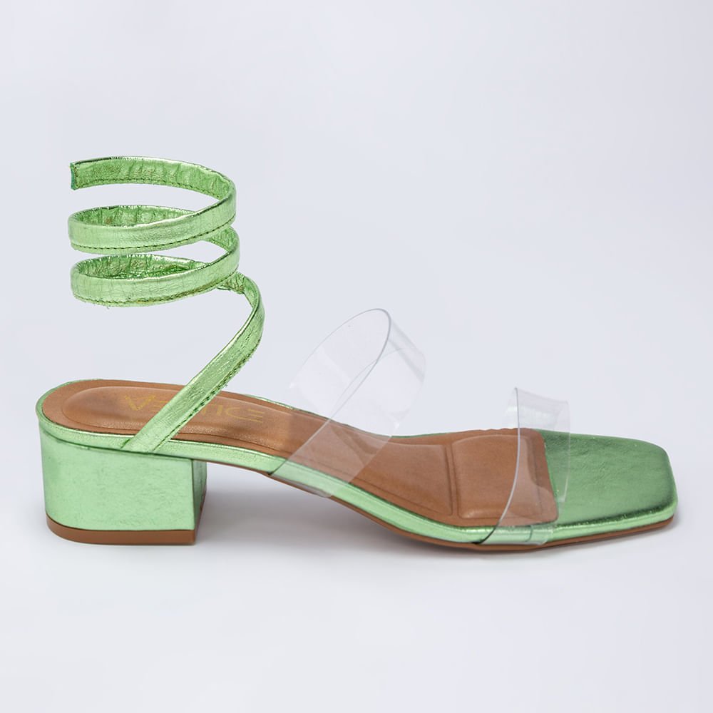 Sandália Feminina Tiras Enroladas Tornozelo Espiral - Verde Verde 3