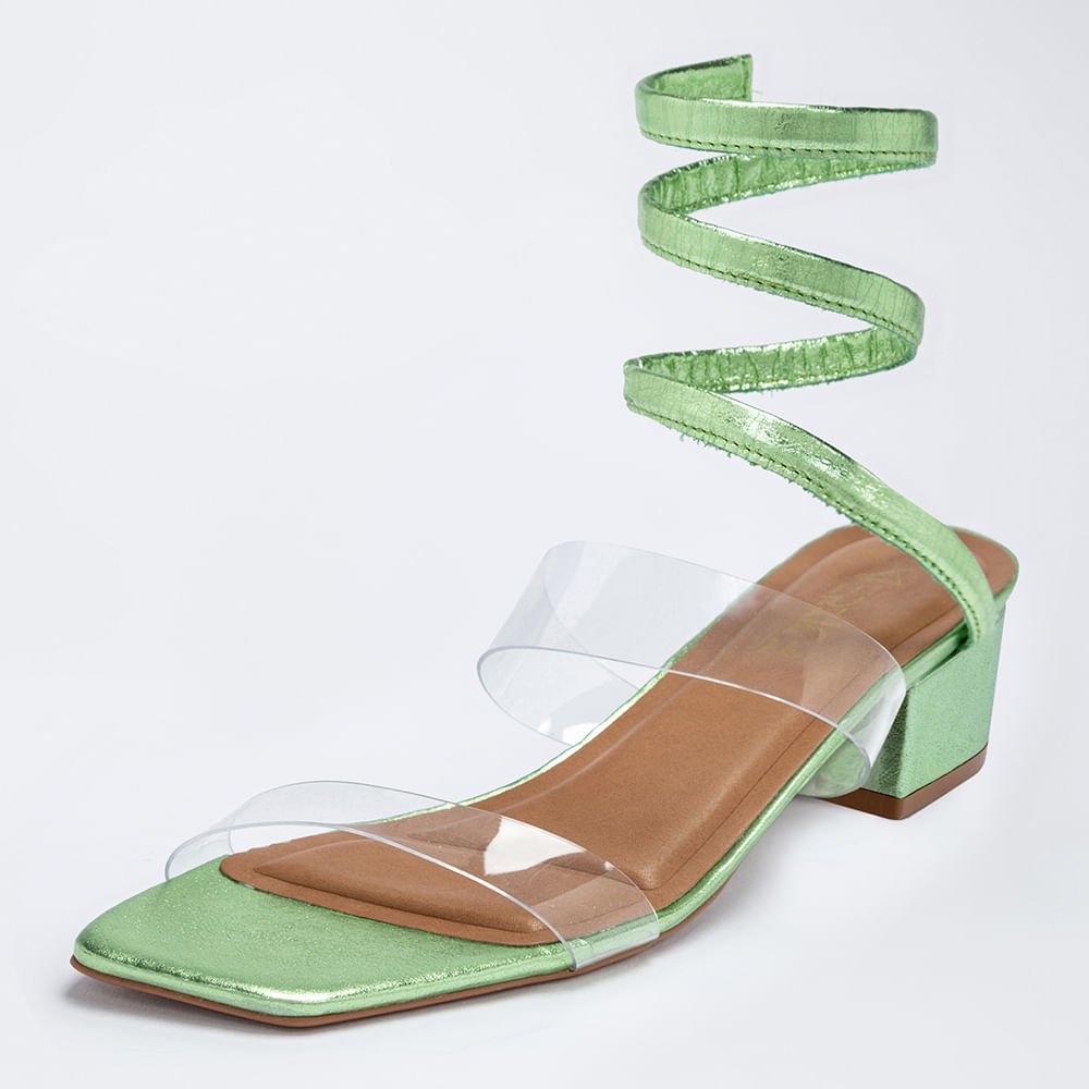 Sandália Feminina Tiras Enroladas Tornozelo Espiral - Verde Verde 5
