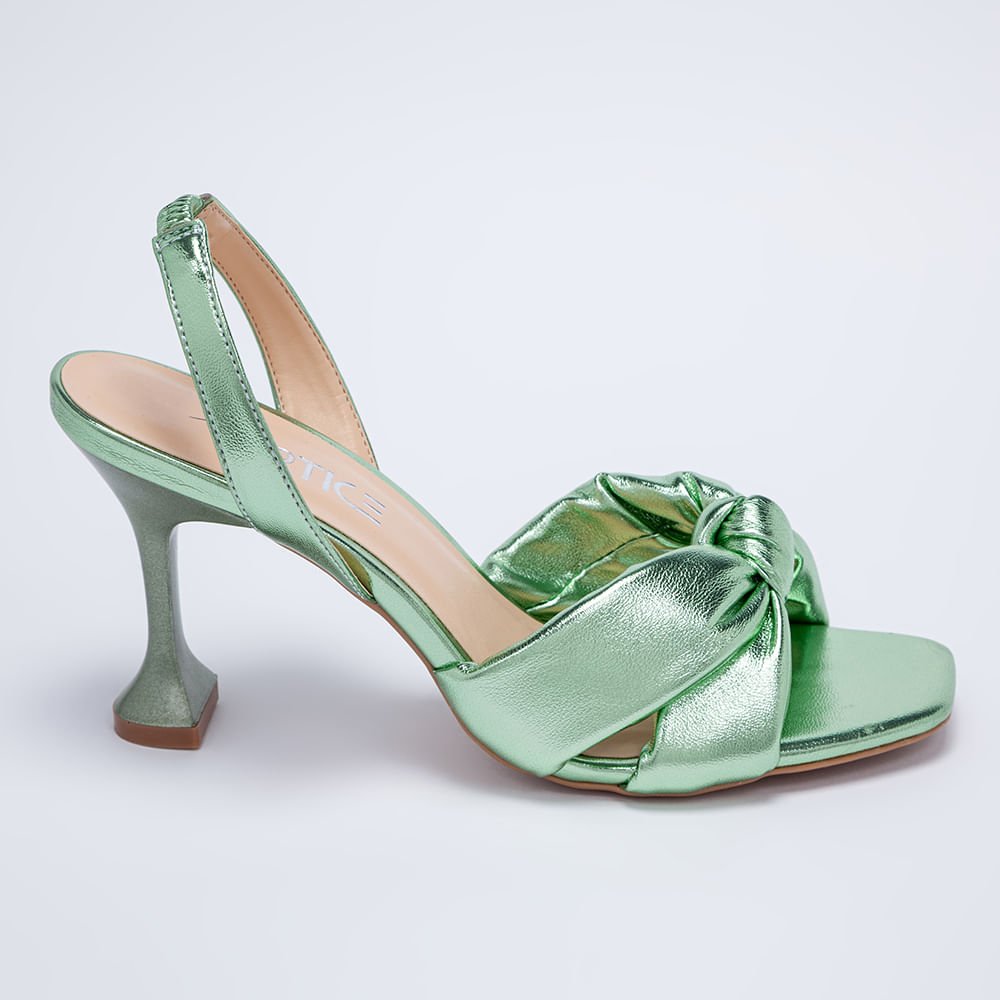 Sandália Feminina Salto Taça Metalizada Confort - Verde Verde 3