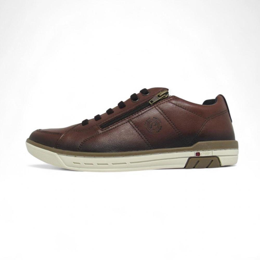 Sapatênis Pegada Em Couro Stretch Com Zíper Masculino Marrom