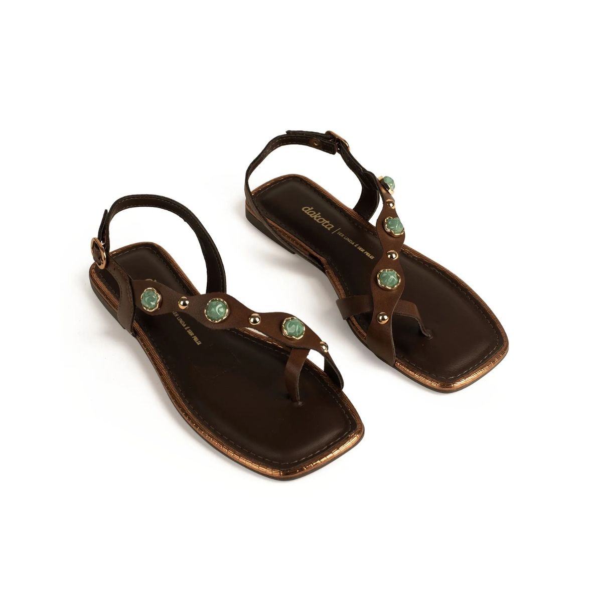 Sandália Feminina Rasteira Dakota Y9381 Marrom Marrom 4