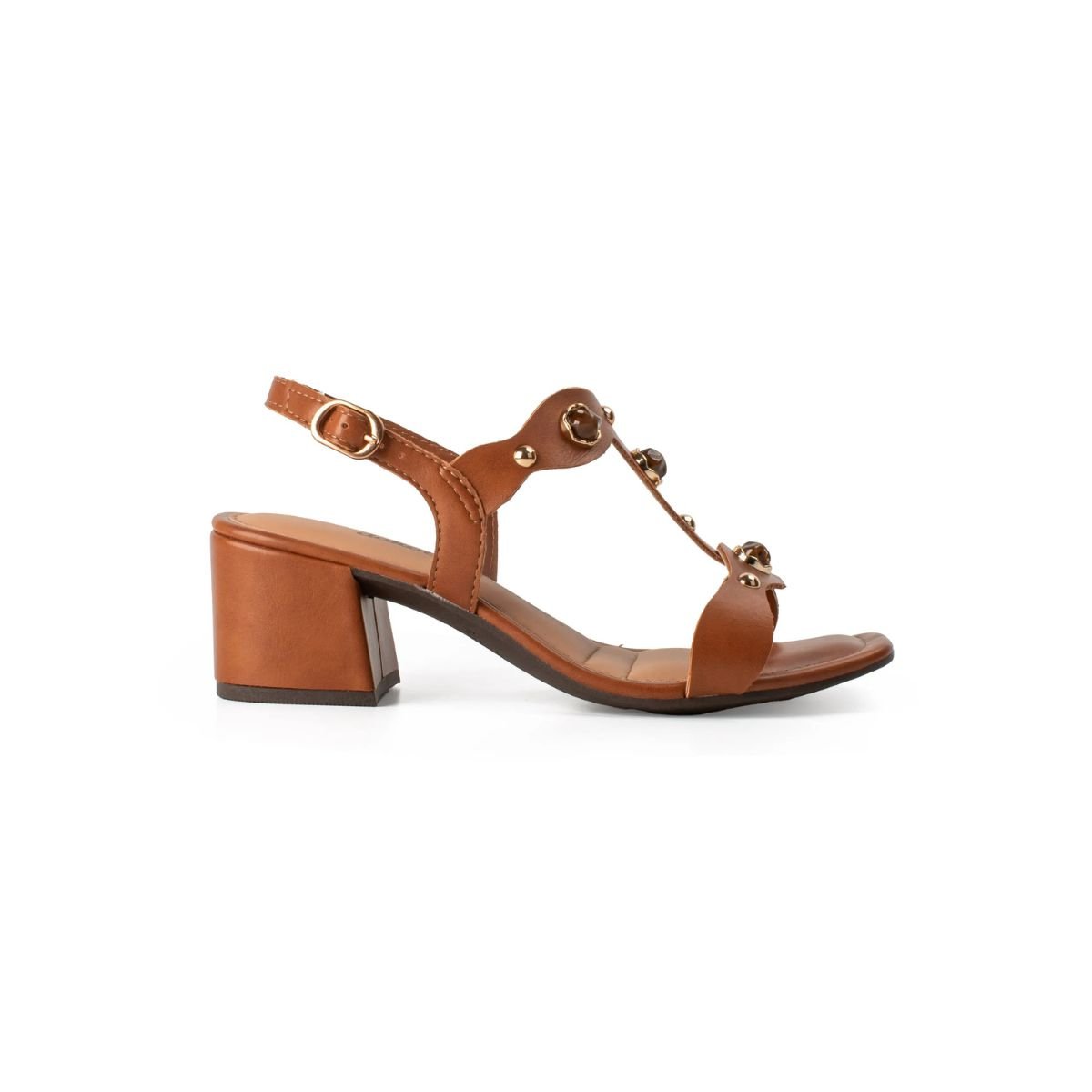 Sandália Feminina Salto Bloco Dakota Y9581 Caramelo