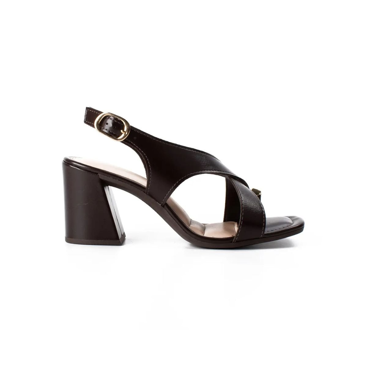 Sandália Feminina Salto Bloco Dakota Y9152 Marrom