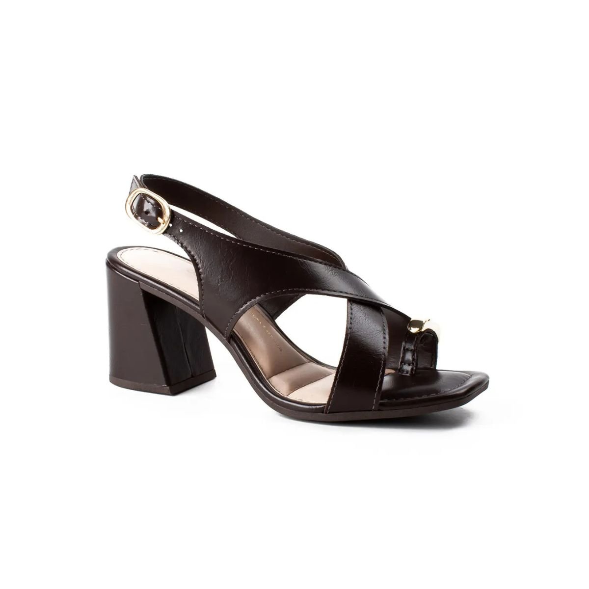 Sandália Feminina Salto Bloco Dakota Y9152 Marrom Marrom 2