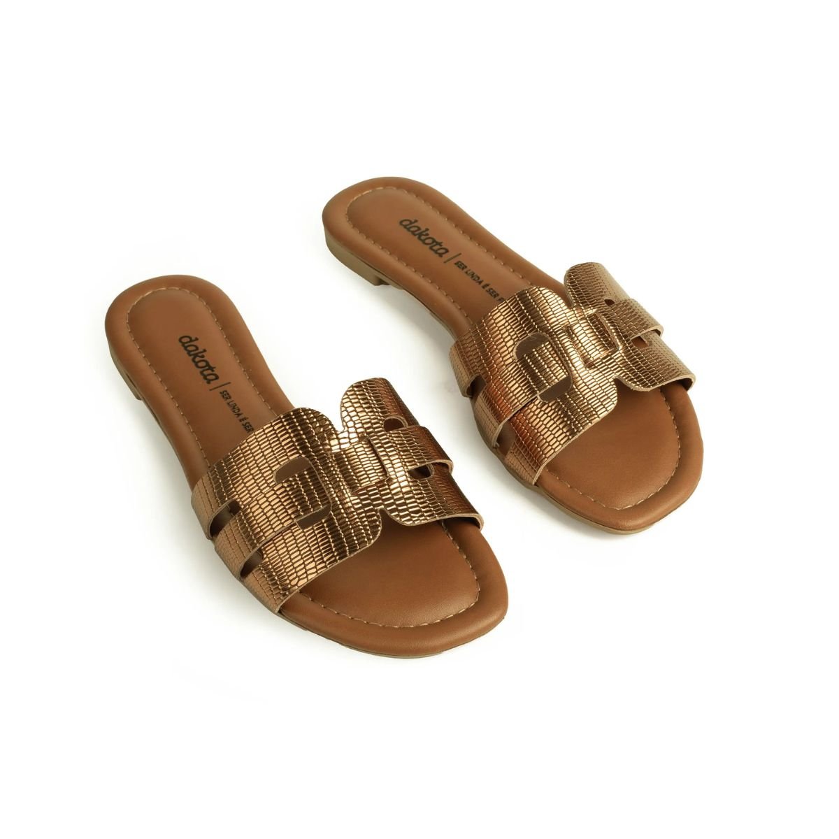 Chinelo Feminino Metalizado Dakota Y9551 Bronze Bronze 4
