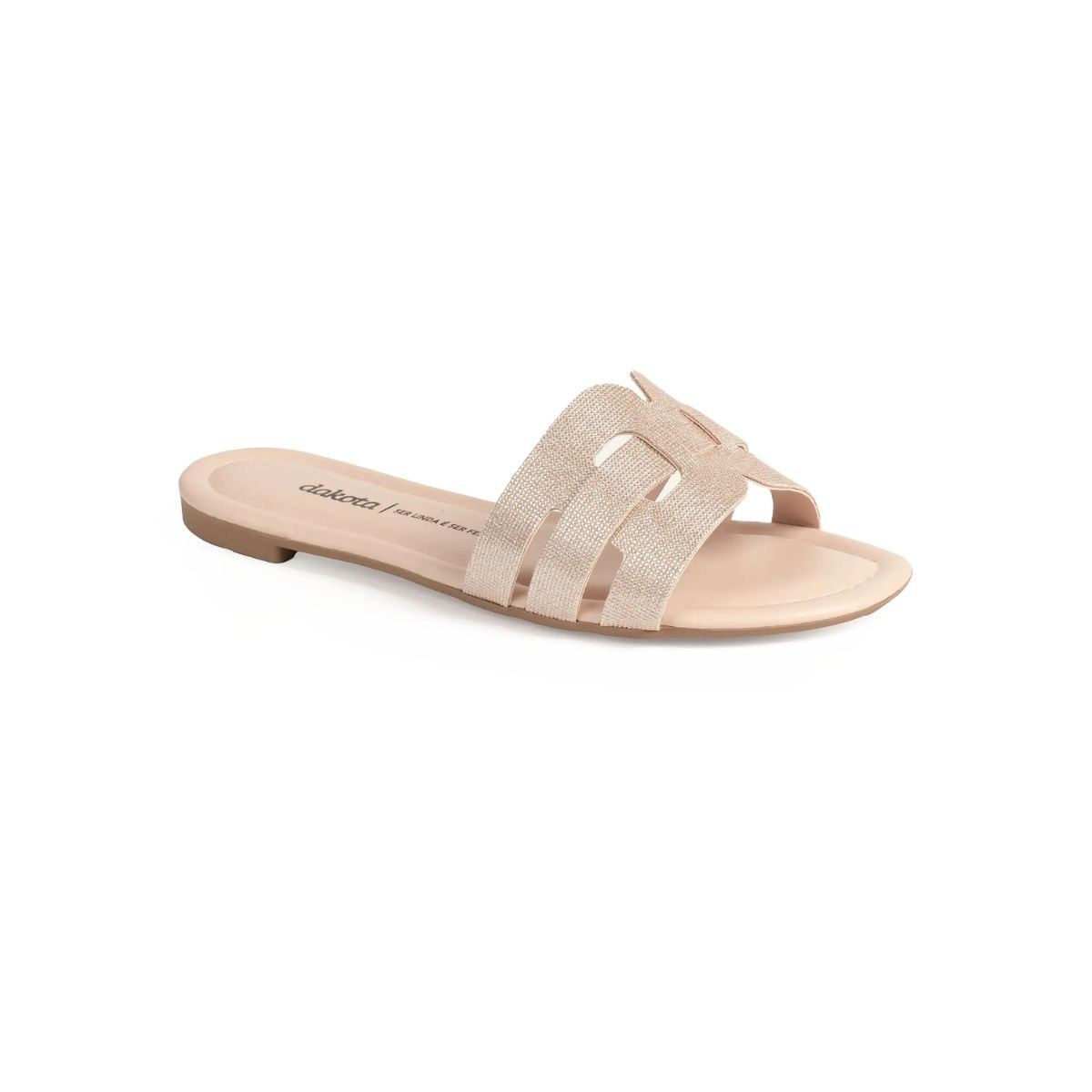 Chinelo Feminino Metalizado Dakota Y9551 Rose Bege 2