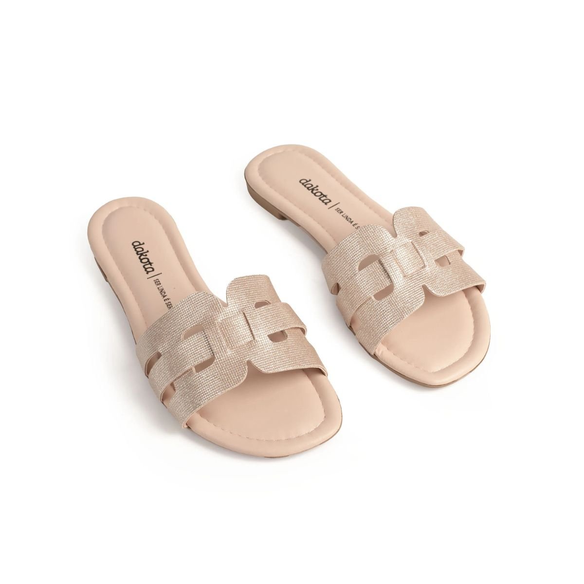 Chinelo Feminino Metalizado Dakota Y9551 Rose Bege 4