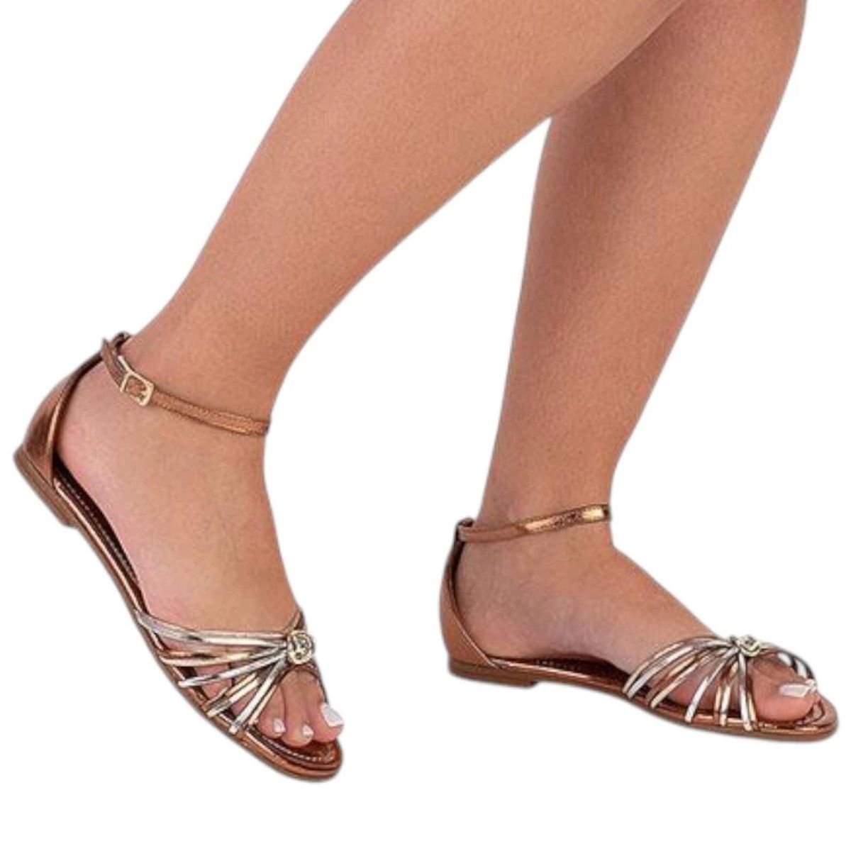 Sandália Feminina Rasteira Vizzano 6235.1822 Bronze Bronze 6