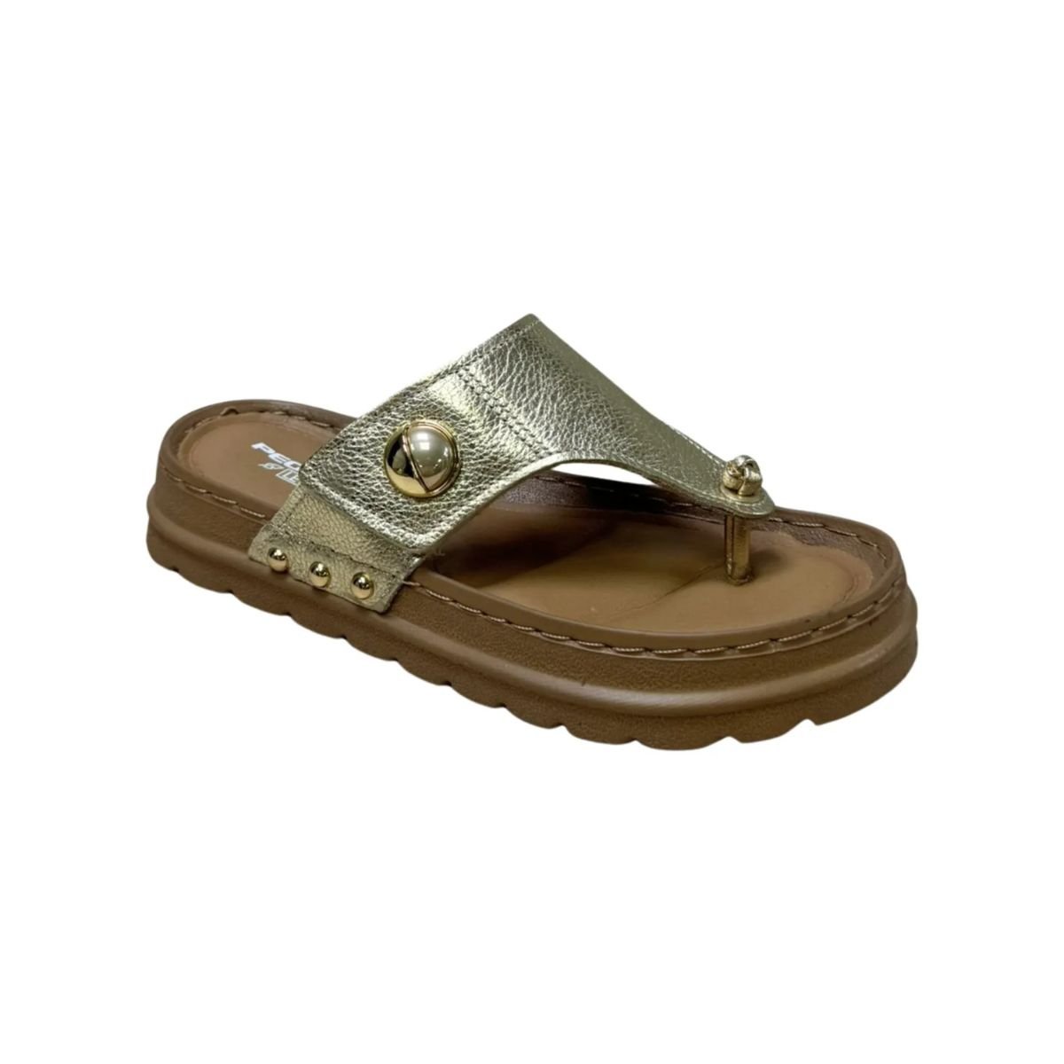 Chinelo Feminino Flatform Pegada 234702 Dourado Dourado 2