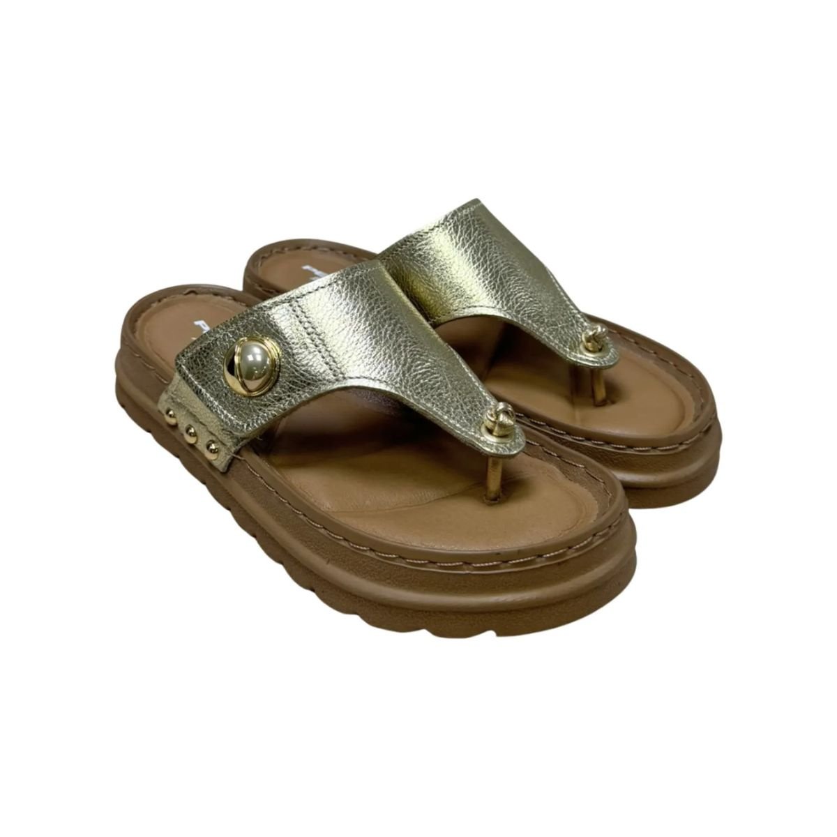 Chinelo Feminino Flatform Pegada 234702 Dourado Dourado 4