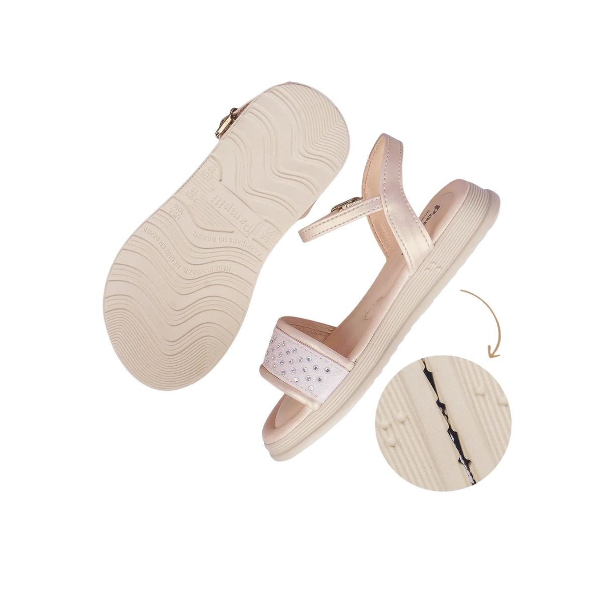 Sandália Infantil  Menina Plataforma Pampili 702.056 Nude Nude 4