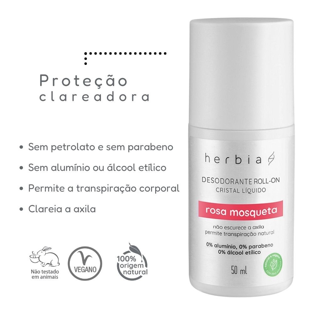 Trio Desodorante Rosa Mosqueta Clareador roll-on ÚNICO 3