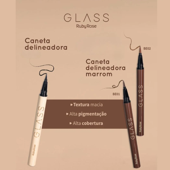 Caneta Delineadora Glass Marrom Dark Brown - Ruby Rose Marrom 3