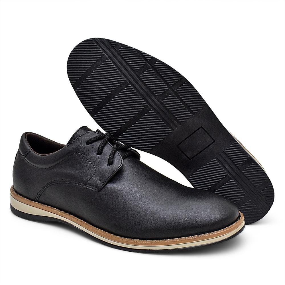 Sapato Masculino Casual Derby Confortável Preto 3