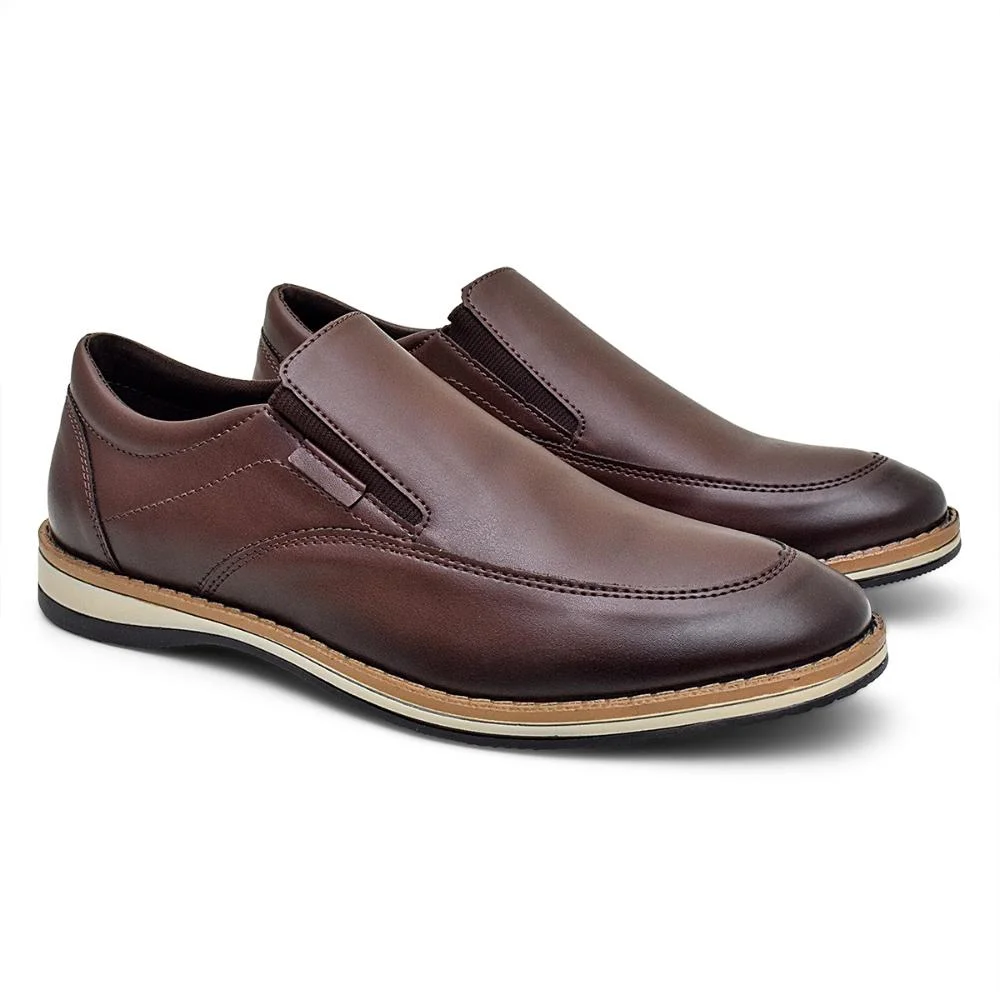 Sapato Masculino Casual Slip On Oxford Moderno Pinhão 2