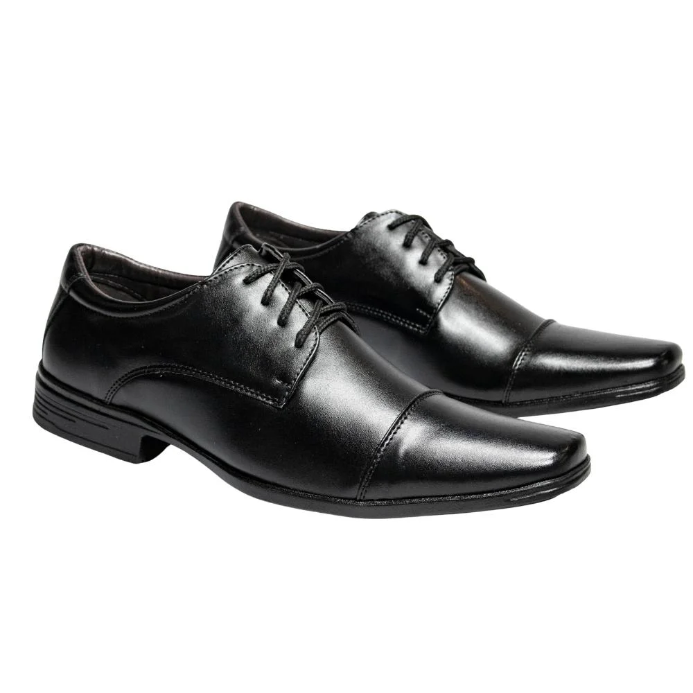Sapato Social Masculino Cadarço Amarrar Couro Elegante Preto 2