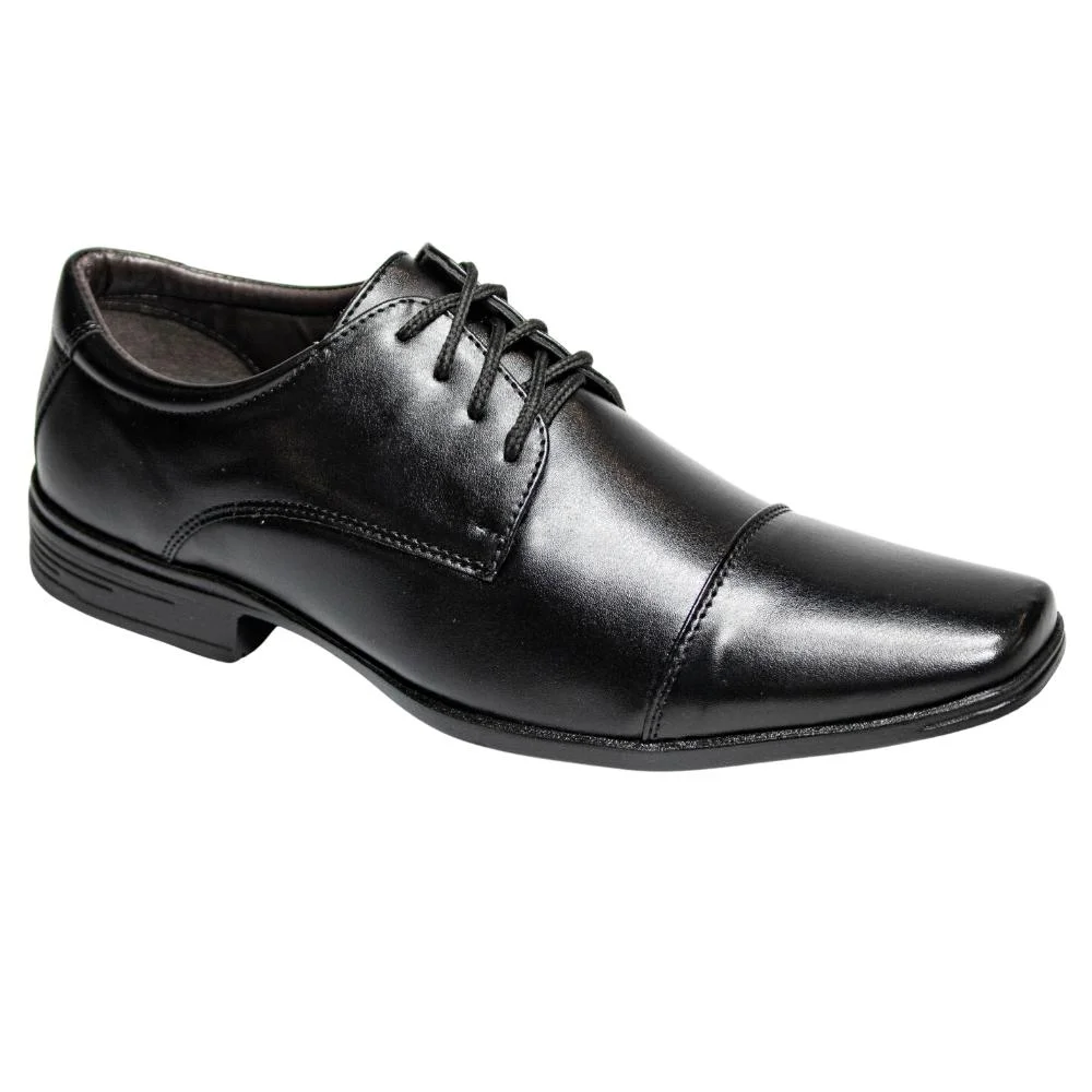 Sapato Social Masculino Cadarço Amarrar Couro Elegante Preto 4