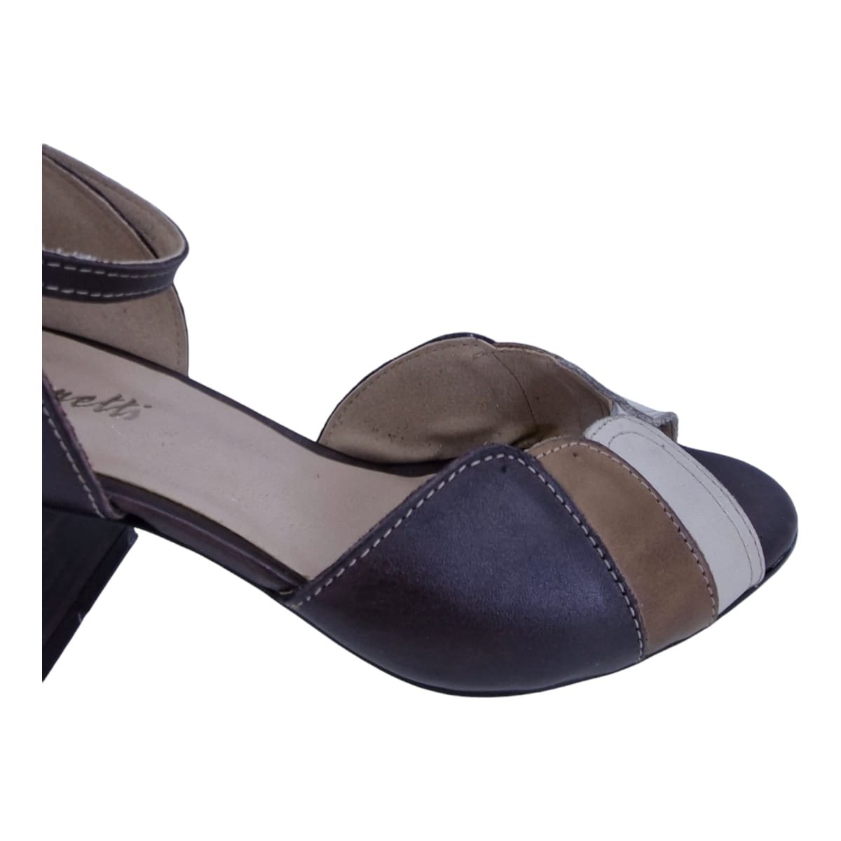 Sandália Feminina Casual Em Couro Salto Bloco Scarpetti 14006 Marrom Marrom 7