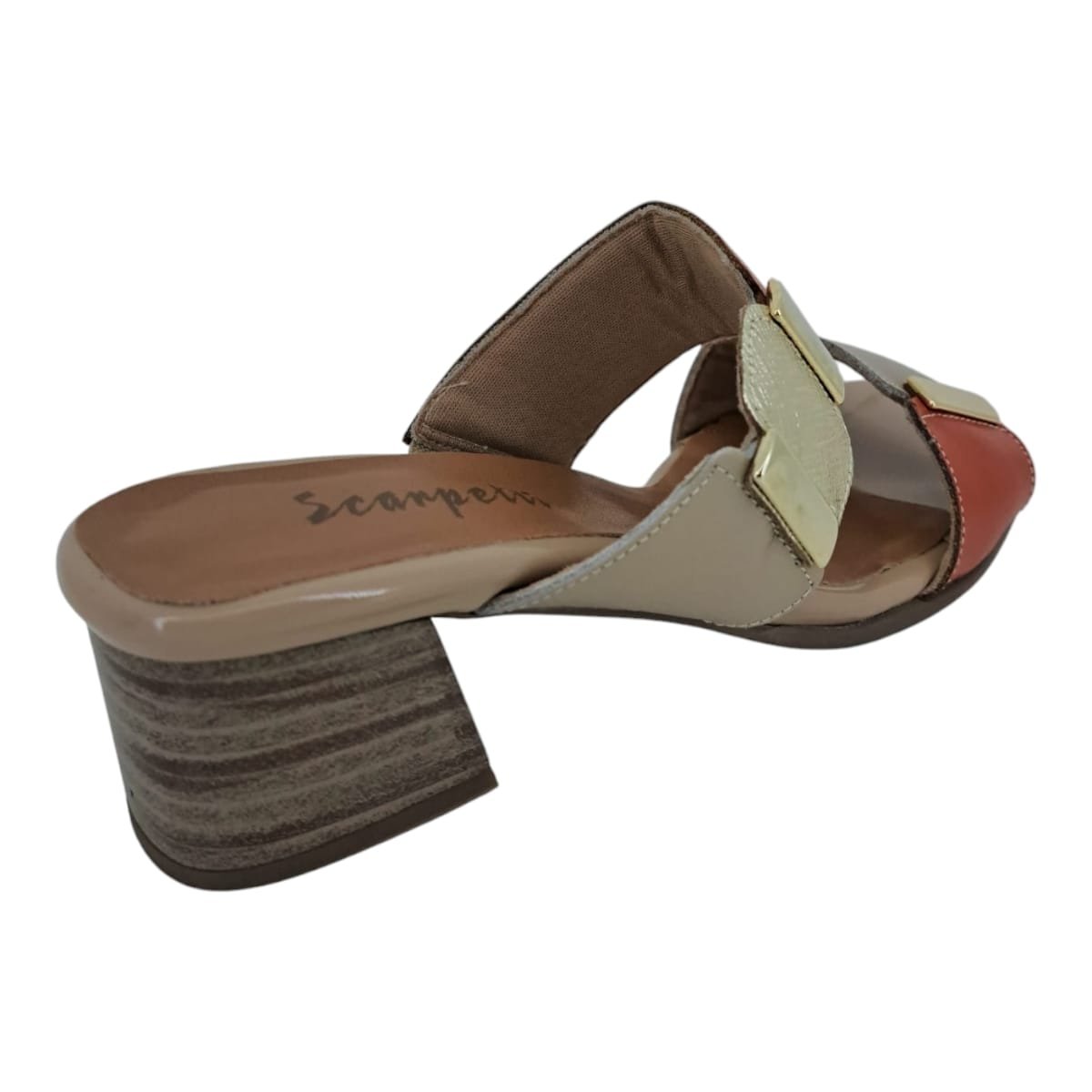 Tamanco Feminino Casual Salto Bloco Em Couro Scarpetti 22-1214 LARANJA Laranja 4