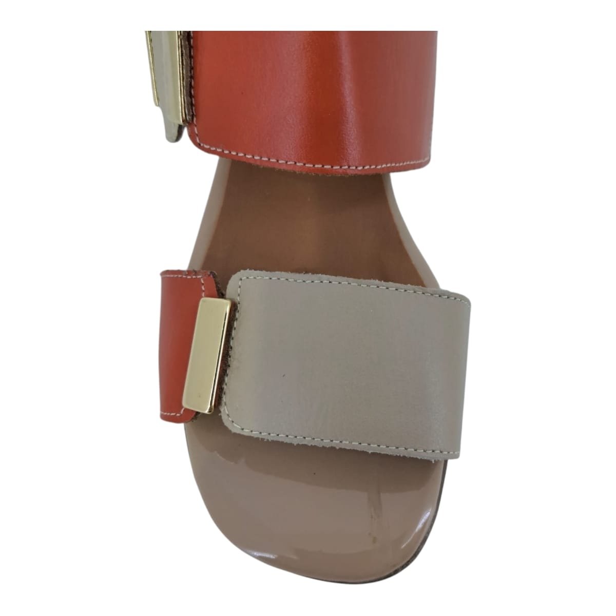 Tamanco Feminino Casual Salto Bloco Em Couro Scarpetti 22-1214 LARANJA Laranja 5