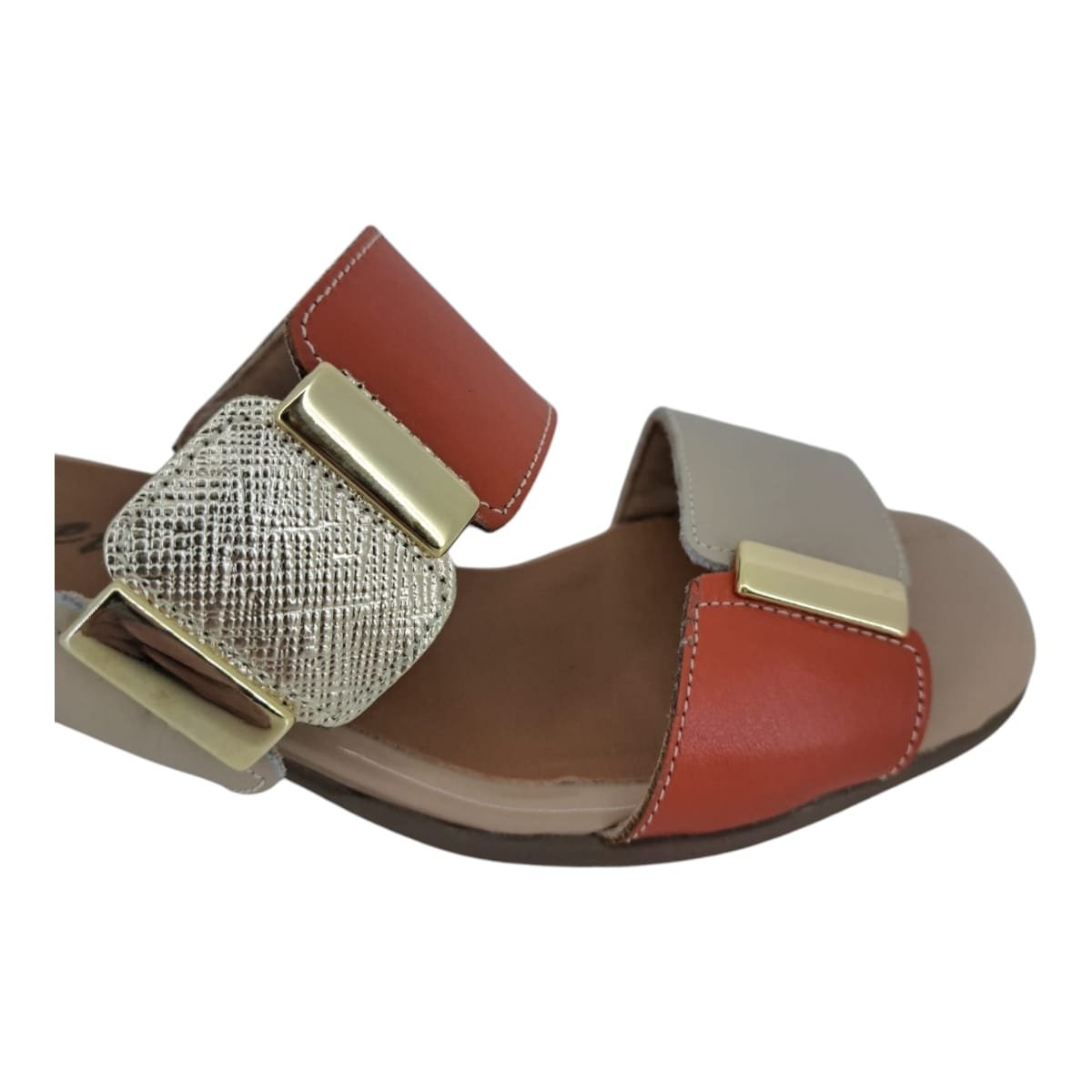 Tamanco Feminino Casual Salto Bloco Em Couro Scarpetti 22-1214 LARANJA Laranja 7