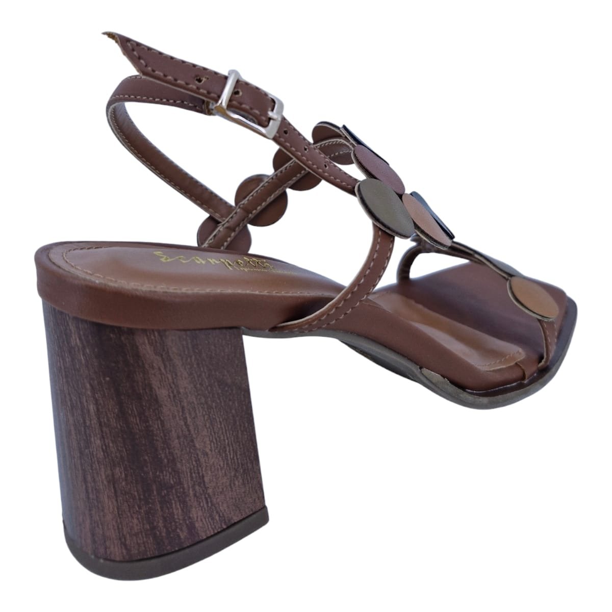 Sandália Feminina Bico Quadrado Salto Bloco Social Scarpetti Adr-11827473 Marrom Marrom 4