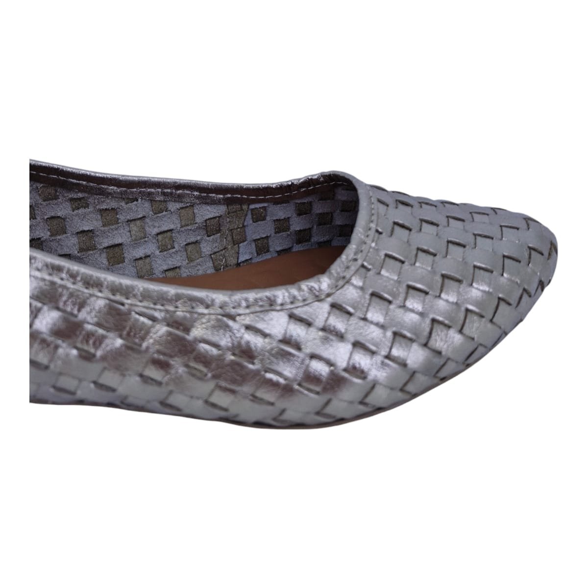 Sapatilha Feminina Bico Fino Em Couro Casual Scarpetti 020 Prata Velho Prata 6