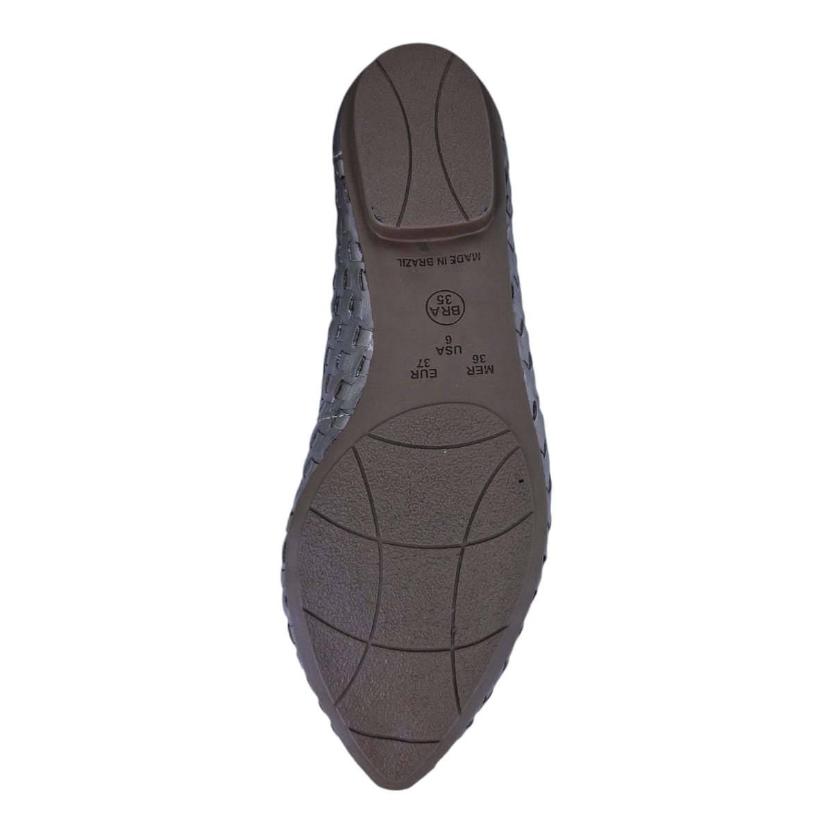 Sapatilha Feminina Bico Fino Em Couro Casual Scarpetti 020 Prata Velho Prata 7