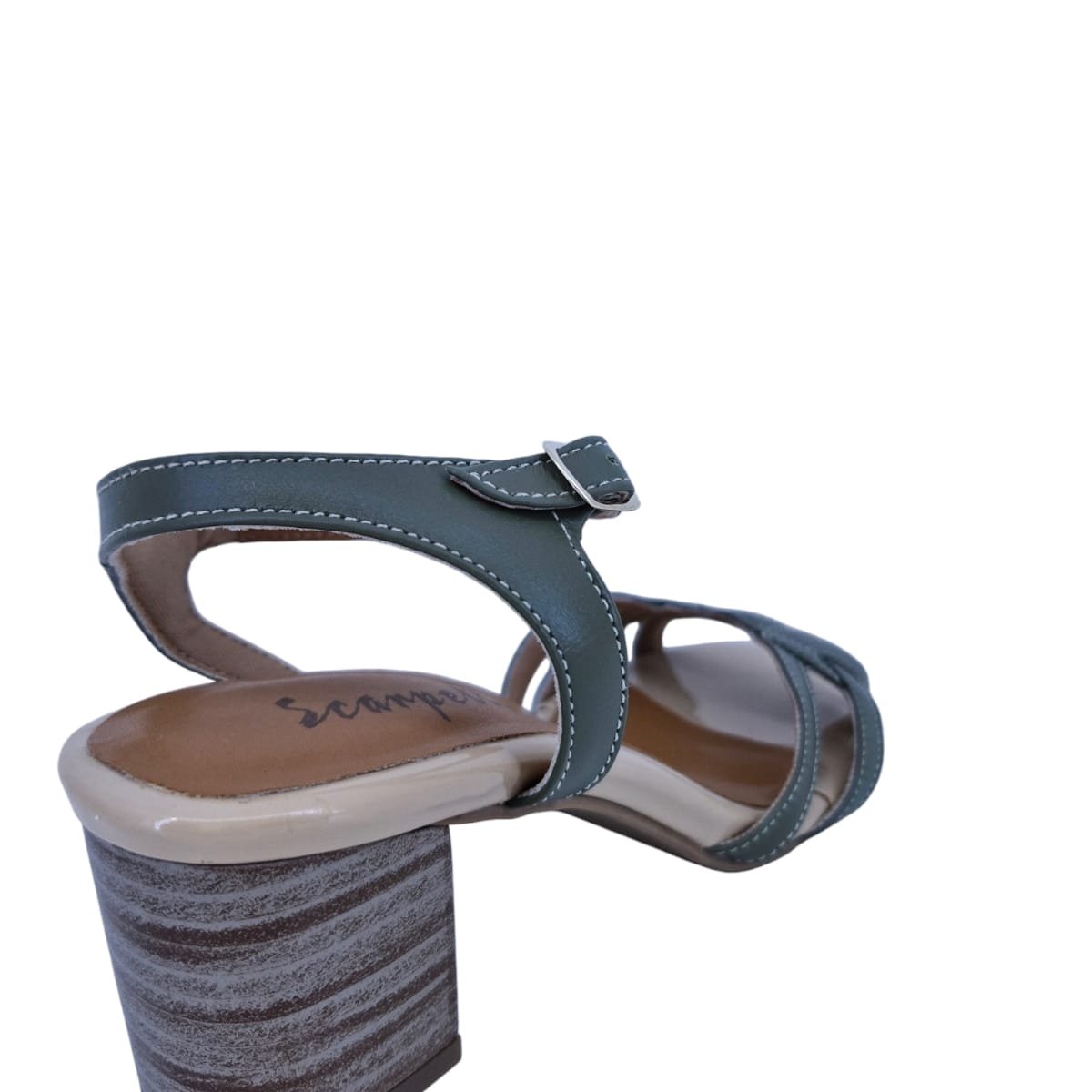Sandália Feminina Casual Em Couro Salto Bloco Scarpetti 98-1817 Verde Verde 3