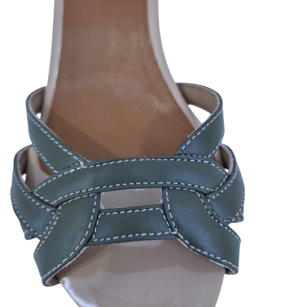 Sandália Feminina Casual Em Couro Salto Bloco Scarpetti 98-1817 Verde Verde 4