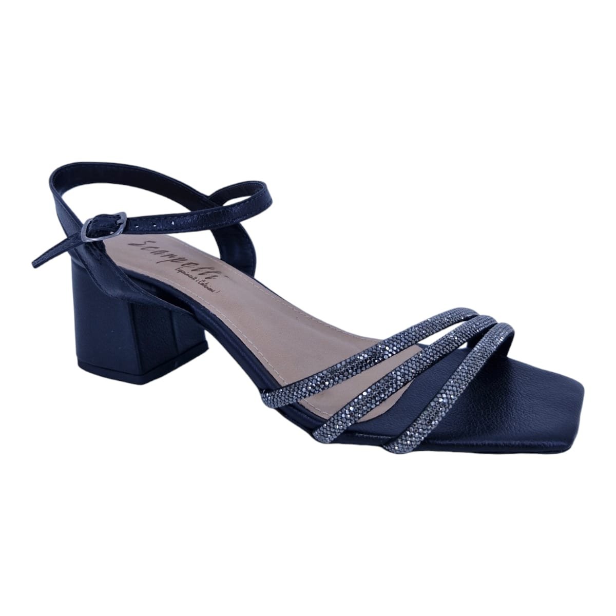 Sandália Feminina Salto Bloco Em Couro Social Scarpetti 95018 Preto Preto 2