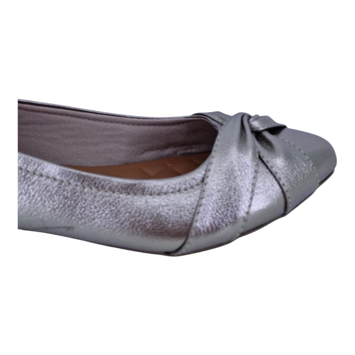 Sapatilha Feminina Bico Fino Em Couro Casual Scarpetti 9317 Prata Velho Prata 4