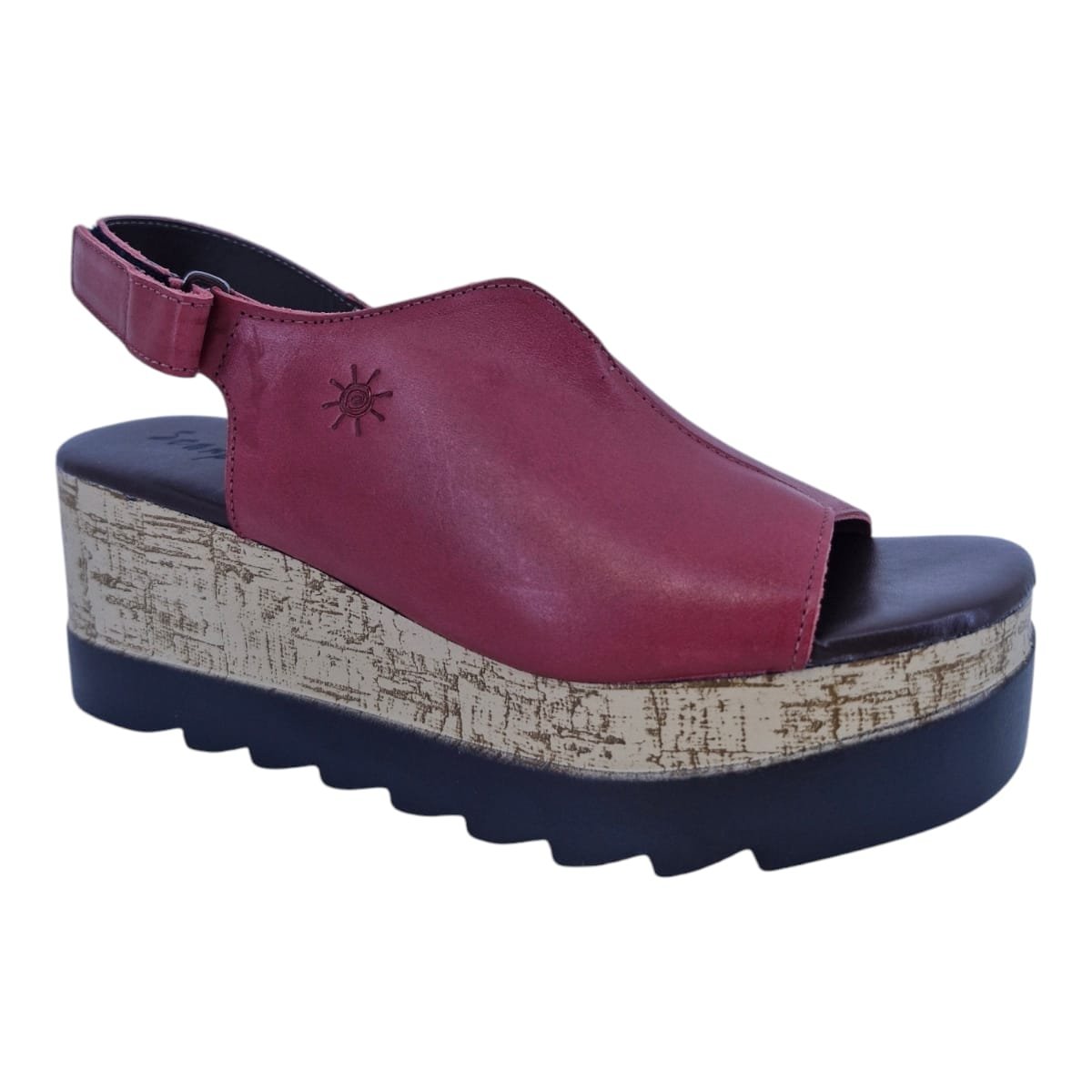 Sandália Feminina Anabela Casual Em Couro Scarpetti 410-1137 Vermelho Vermelho 2