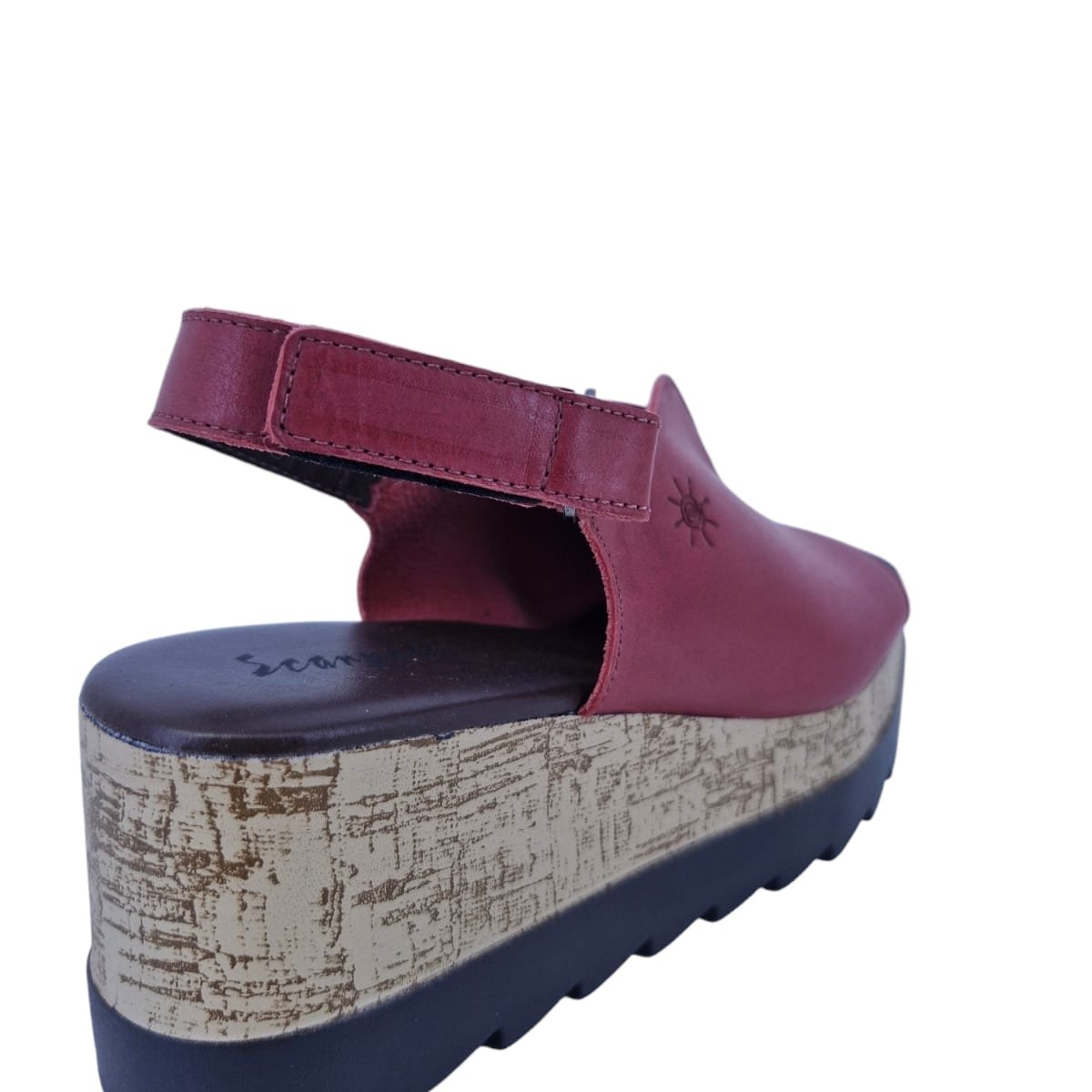 Sandália Feminina Anabela Casual Em Couro Scarpetti 410-1137 Vermelho Vermelho 5