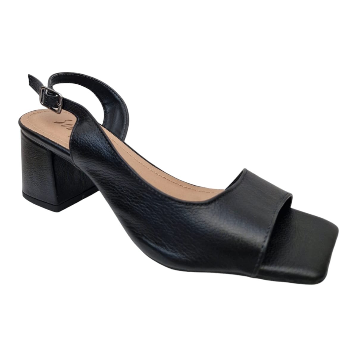 Sandália Feminina Em Couro Salto Bloco Social Scarpetti 54009 Preto Preto 2