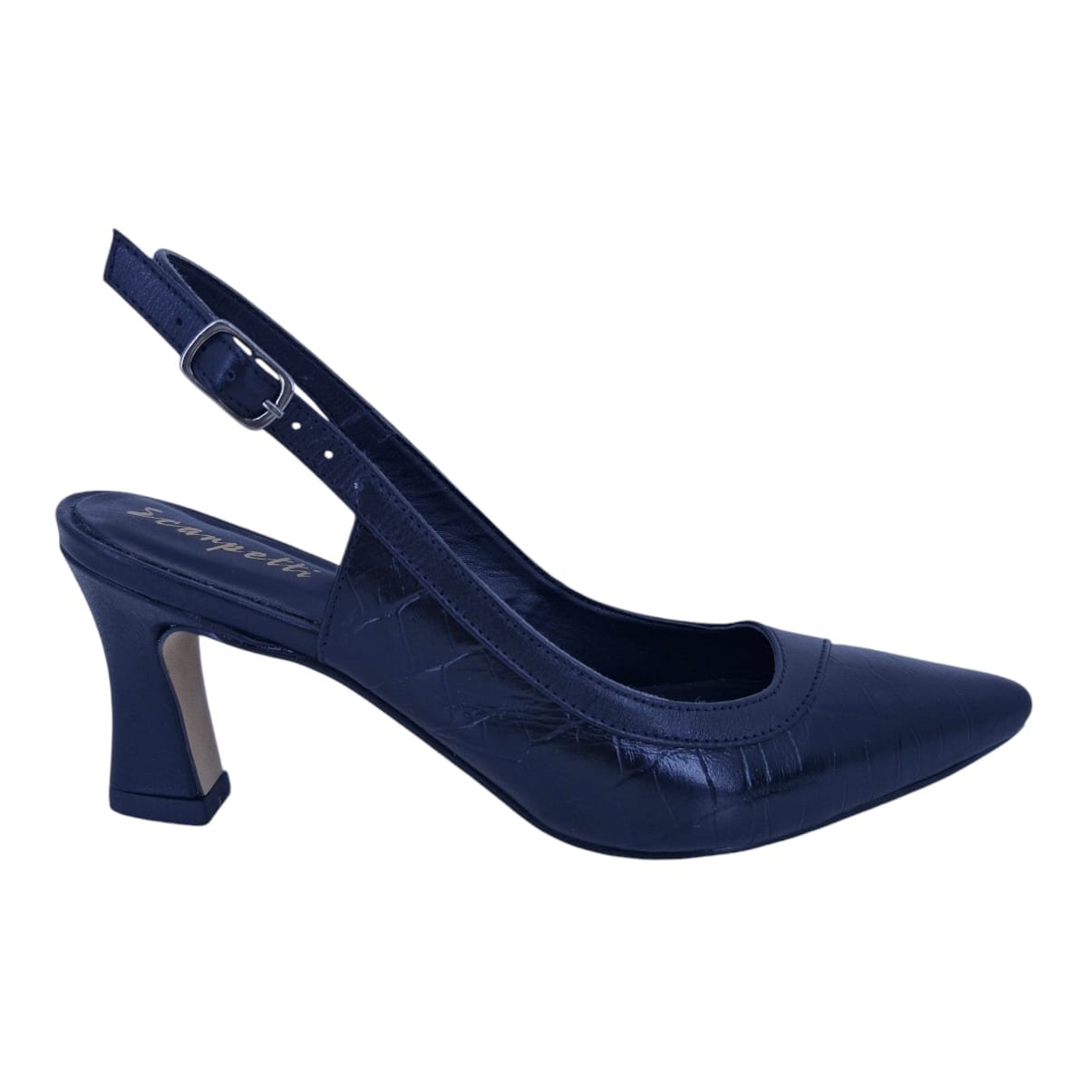 Scarpin Em Couro Salto Alo Bico Fino Scarpetti Xv-3616 Preto Preto 1