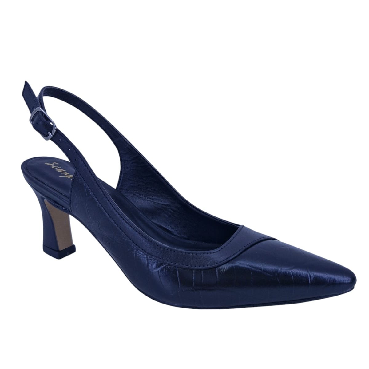 Scarpin Em Couro Salto Alo Bico Fino Scarpetti Xv-3616 Preto Preto 2