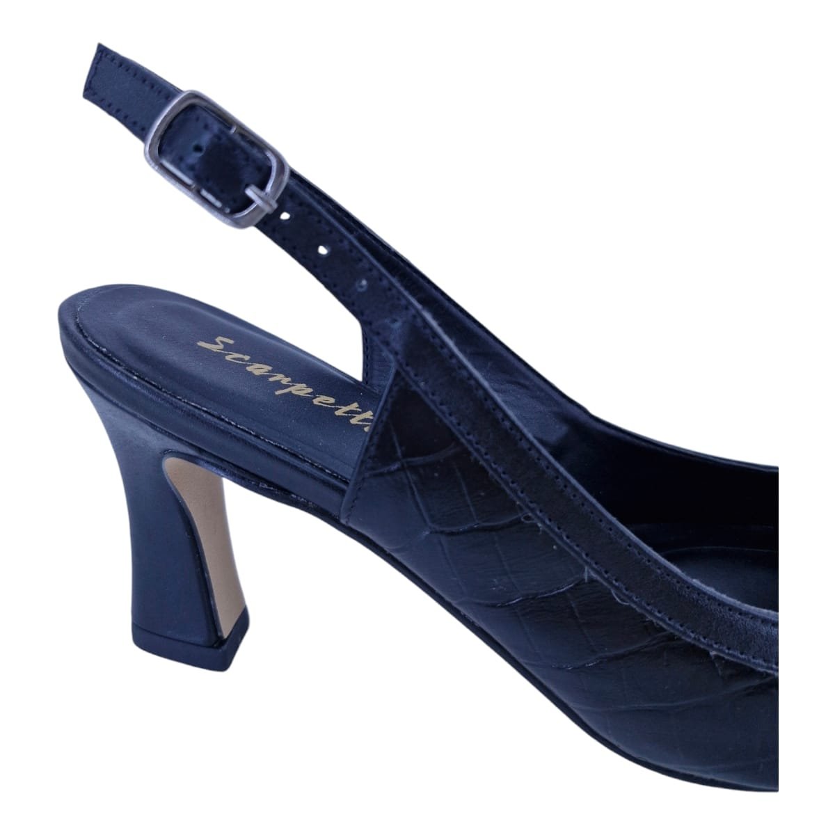 Scarpin Em Couro Salto Alo Bico Fino Scarpetti Xv-3616 Preto Preto 5