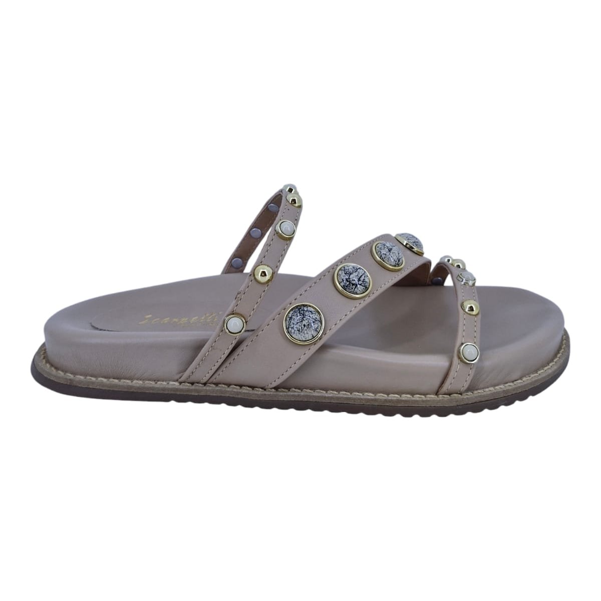 Sandália Feminina Papete Casual Scarpetti 1135-7175 Bege Bege 1