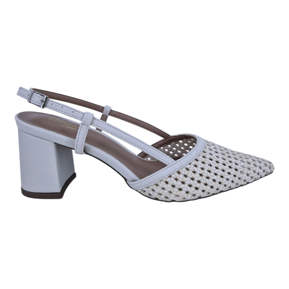 Scarpin Alto Salto Bloco Bico Fino Scarpetti 11877505 Off White Off White 1