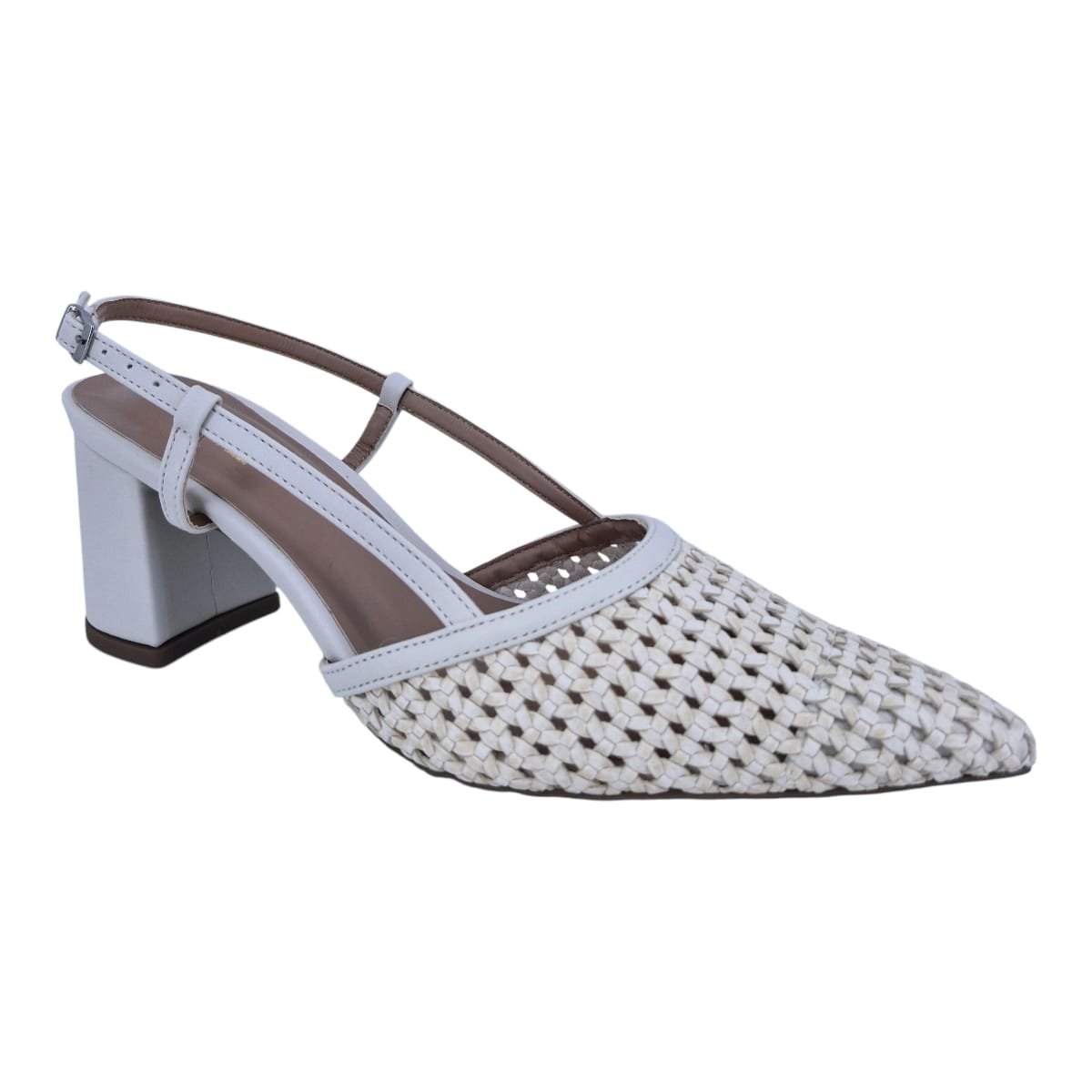 Scarpin Alto Salto Bloco Bico Fino Scarpetti 11877505 Off White Off White 2