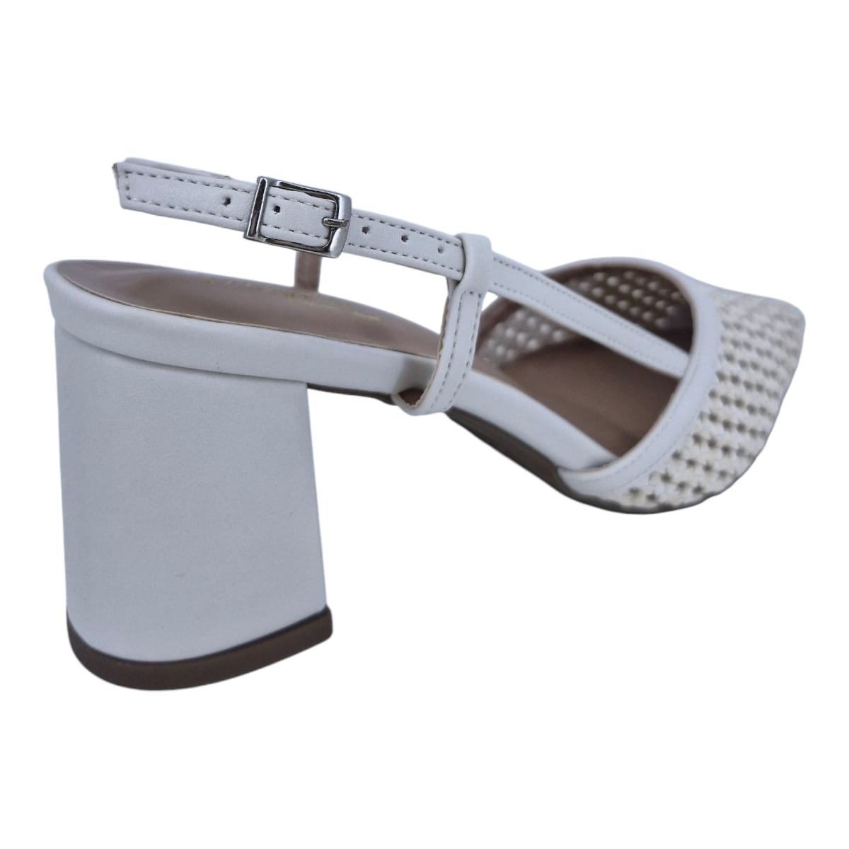 Scarpin Alto Salto Bloco Bico Fino Scarpetti 11877505 Off White Off White 4