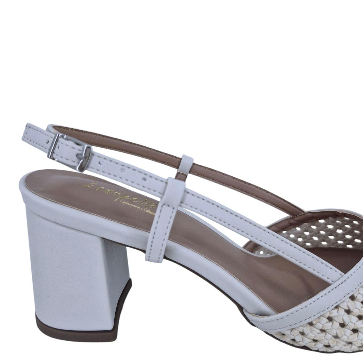 Scarpin Alto Salto Bloco Bico Fino Scarpetti 11877505 Off White Off White 7