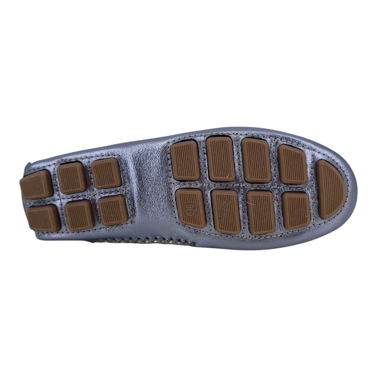 Mocassim Driver Feminino Em Couro Scarpetti 208 Prata Velho Prata Velho 4